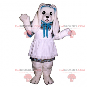 White rabbit mascot with white lace apron - Redbrokoly.com