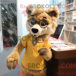 Gold Hyena mascot costume...