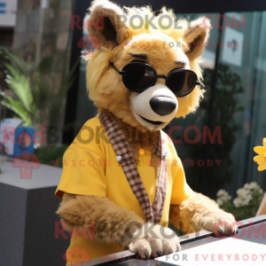 Guld hyæne maskot kostume...