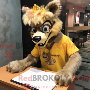 Guld hyæne maskot kostume...