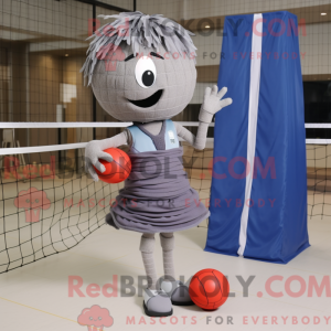 Grå Volleyball Net maskot...