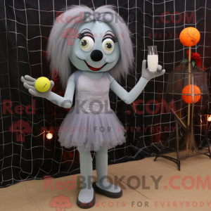 Grå Volleyball Net maskot...