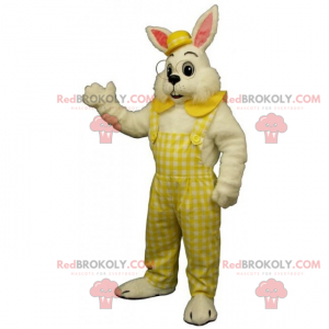 White rabbit mascot overalls and bowler hat - Redbrokoly.com