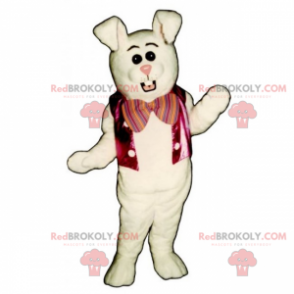 Wit konijn mascotte jas en roze strik - Redbrokoly.com