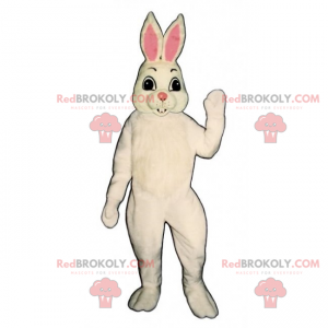Weißes Kaninchenmaskottchen und rosa Ohren - Redbrokoly.com