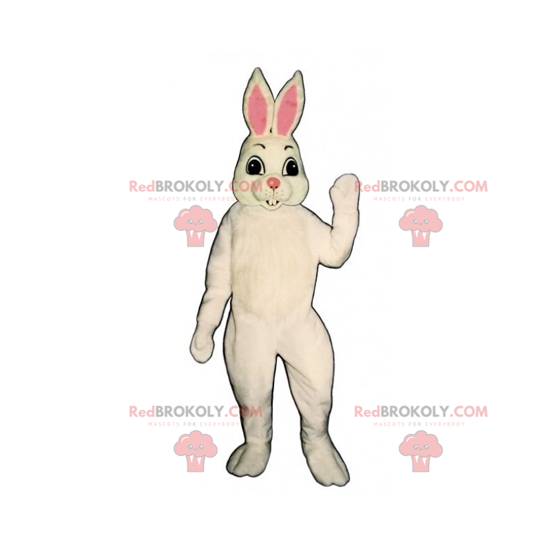 Mascote coelho branco e orelhas rosa - Redbrokoly.com