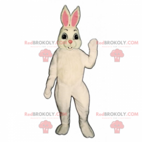 Wit konijn mascotte en roze oren - Redbrokoly.com