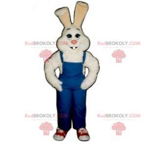 White rabbit mascot and blue overalls - Redbrokoly.com