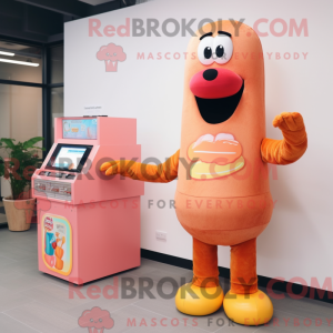Peach Hot Dog mascot...