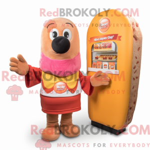 Peach Hot Dog Maskottchen...