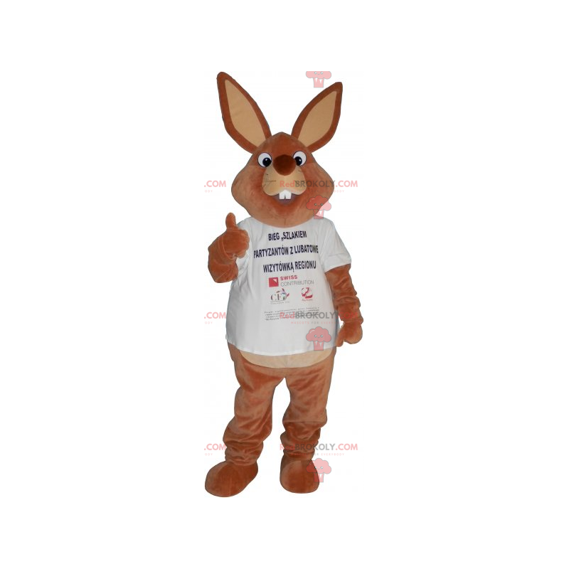 Rabbit mascot in t-shirt - Redbrokoly.com