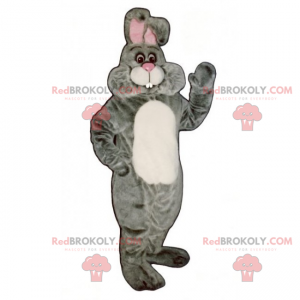 Gray rabbit mascot with white and soft belly - Redbrokoly.com