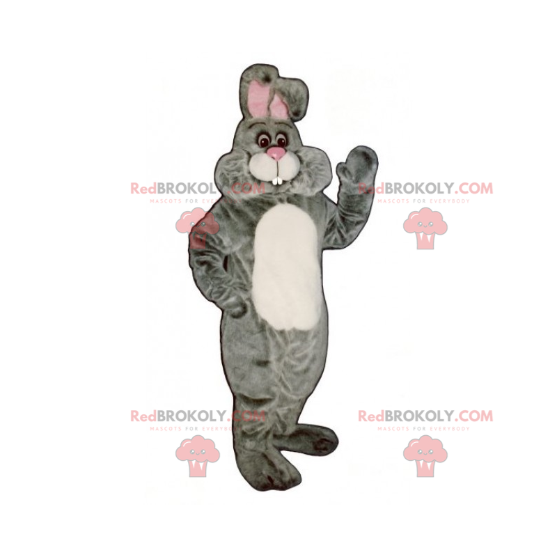 Mascotte de lapin gris au ventre blanc et doux - Redbrokoly.com