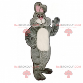 Grå kanin maskot med hvid og blød mave - Redbrokoly.com
