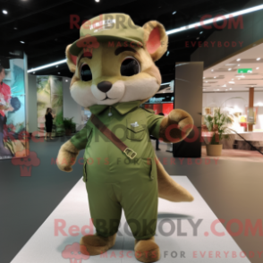 Fantasia de mascote de esquilo-voador oliva com macacão e bonés - Mascotes esquilos voadores - REBROKO_254430 - RedBrokoly.com