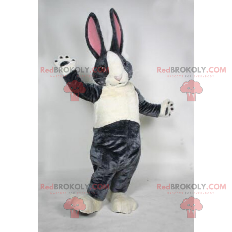 Grå kanin maskot med store lyserøde ører - Redbrokoly.com Grå kanin maskot med store lyserøde ører - Redbrokoly.com