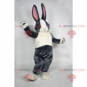 Grå kanin maskot med store lyserøde ører - Redbrokoly.com