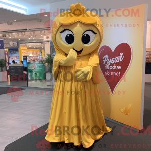 Gold Heart maskot kostume...