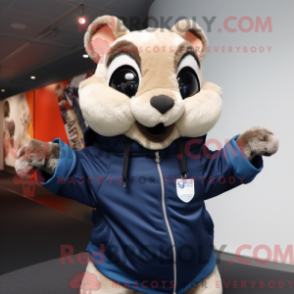 Máscara de esquilo voador da Marinha com capuz e capuz com moletom e jaqueta - Mascotes esquilos voadores - RedBrokoly.com