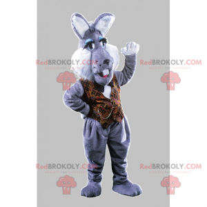 Mascote coelho cinza com jaqueta marrom - Redbrokoly.com