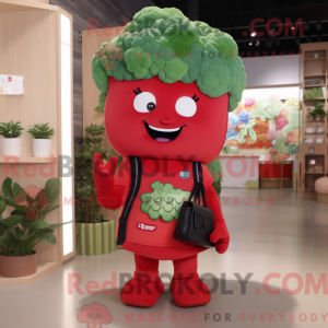 Rød Broccoli maskot kostume...