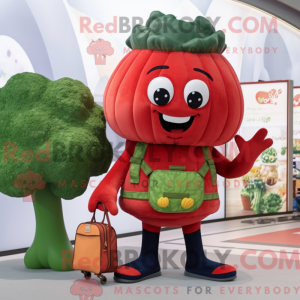 Rød Broccoli maskot kostume...