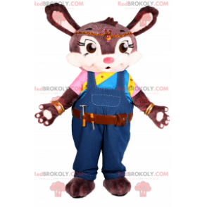 Brun kanin maskot overall och verktygsbälte - Redbrokoly.com