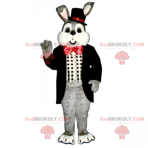 Šedý králík maskot a červený motýlek - Redbrokoly.com