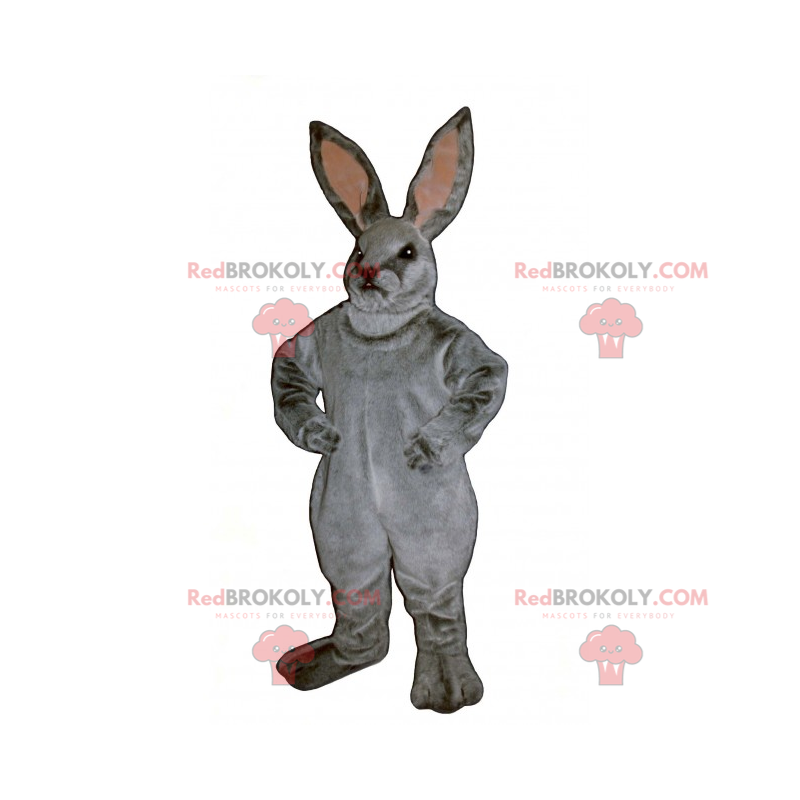 Gray rabbit mascot and pink ears - Redbrokoly.com