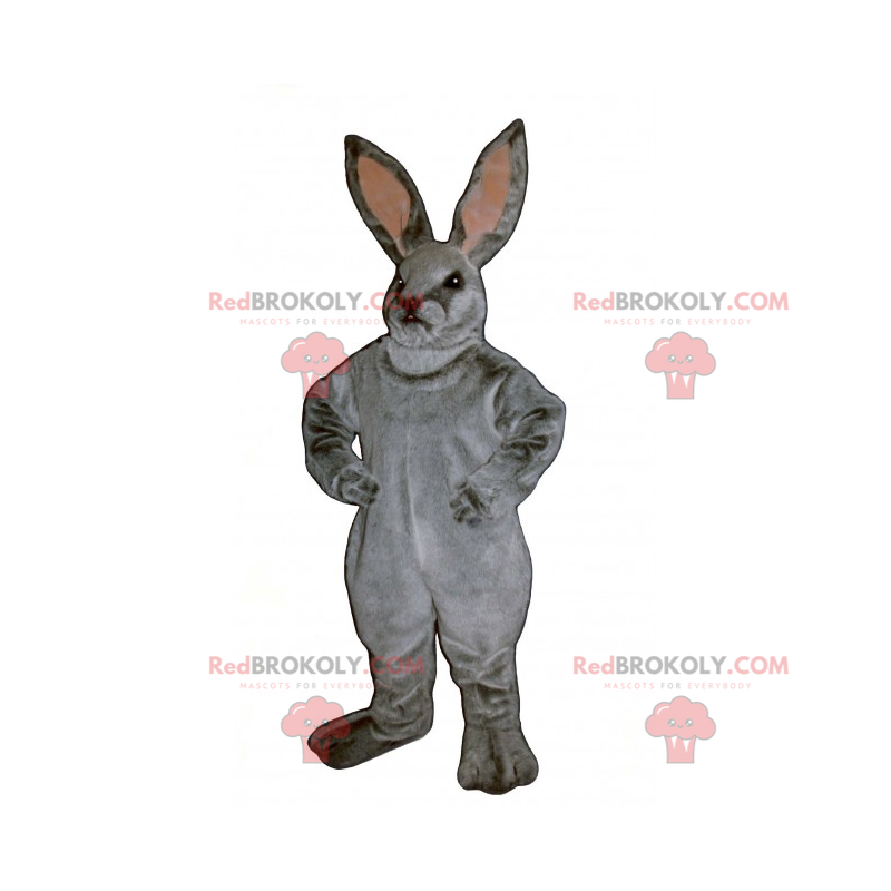 Grå kaninmaskot och rosa öron - Redbrokoly.com