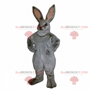 Gray rabbit mascot and pink ears - Redbrokoly.com