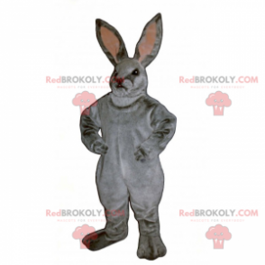 Šedý králík maskot a růžové uši - Redbrokoly.com