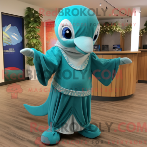 Blågrøn Dolphin maskot...