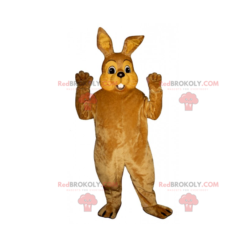 Braunes Kaninchenmaskottchen mit großen Augen - Redbrokoly.com