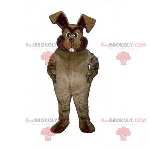 Mascotte de lapin marron avec des grandes dents - Redbrokoly.com