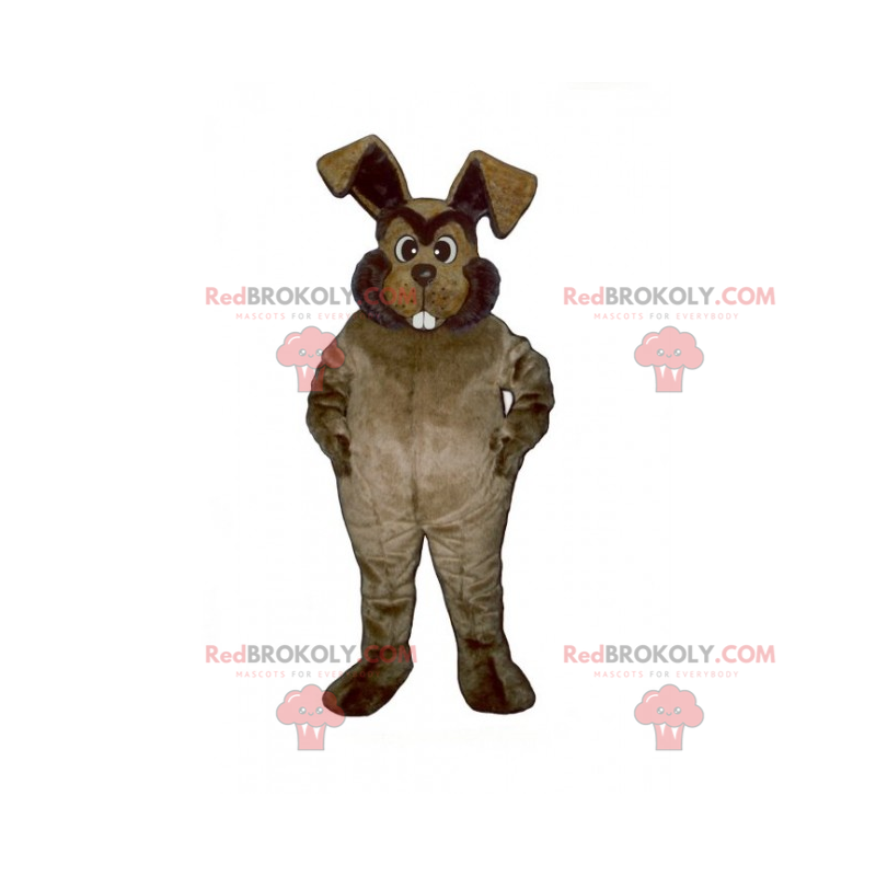 Braunes Kaninchenmaskottchen mit großen Zähnen - Redbrokoly.com