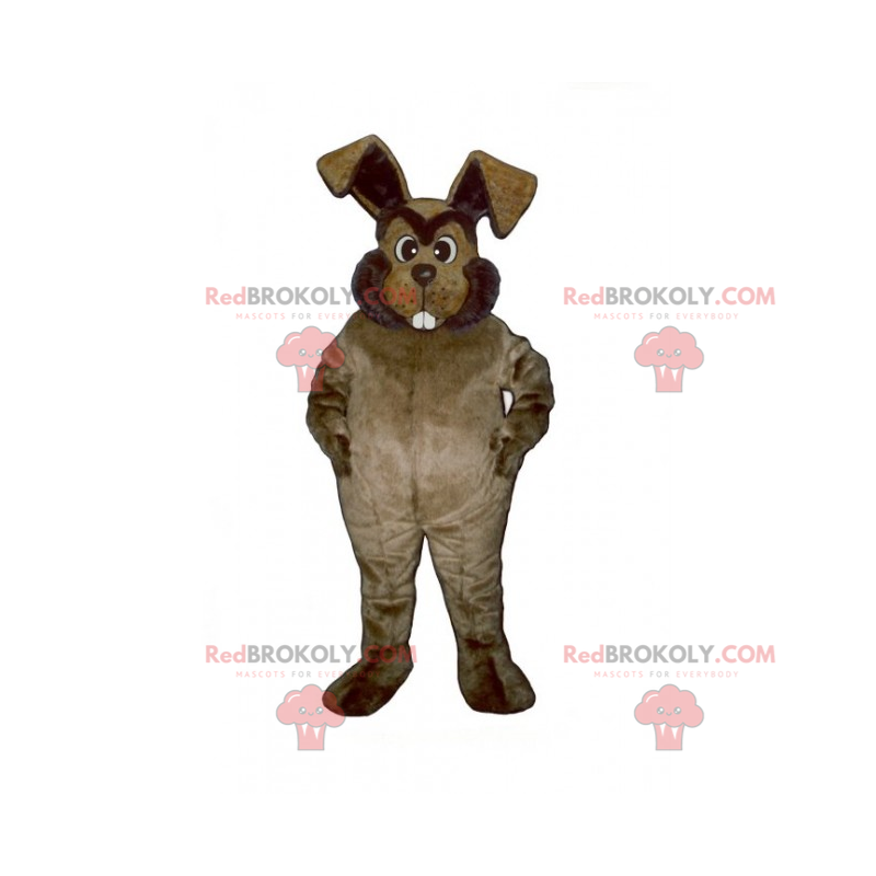 Brown rabbit mascot with big teeth - Redbrokoly.com