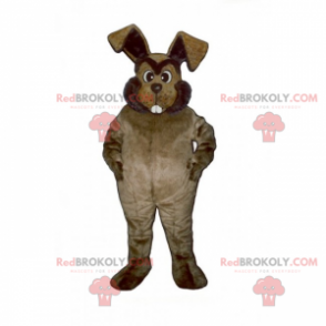 Brown rabbit mascot with big teeth - Redbrokoly.com