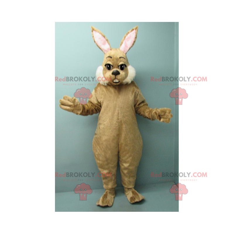 Mascotte bruin konijn en witte wangen - Redbrokoly.com