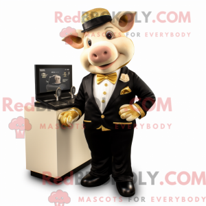 Gold Sow maskotdraktfigur...