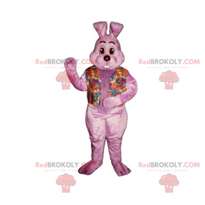 Mascota conejo rosa con camisa de flores - Redbrokoly.com