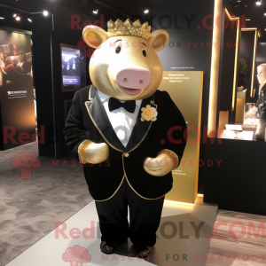 Gold Sow maskotdraktfigur...