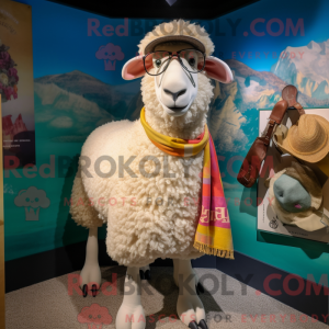 Cream Merino Sheep mascot...