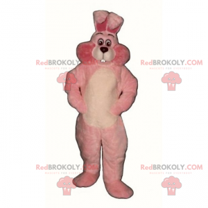 Mascote coelho rosa e branco - Redbrokoly.com