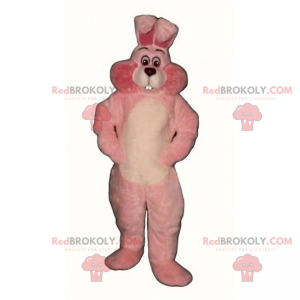Mascotte de lapin rose et blanc - Redbrokoly.com