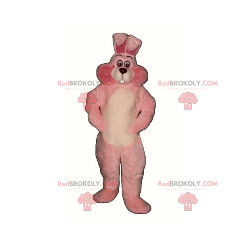 Pink and white rabbit mascot - Redbrokoly.com