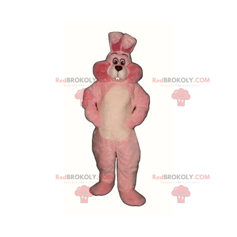 Rosa und weißes Kaninchenmaskottchen - Redbrokoly.com
