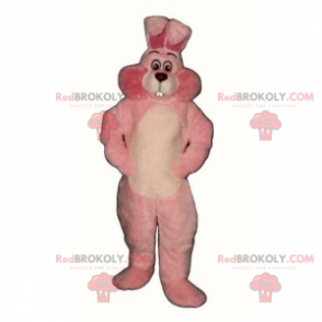 Růžový a bílý králík maskot - Redbrokoly.com