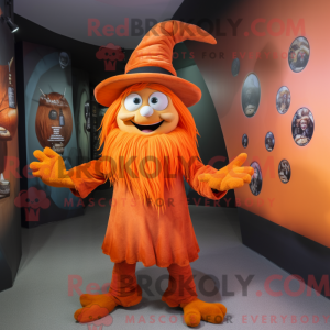 Oranje heks mascottekostuum...