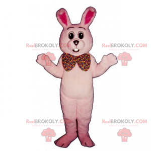Mascota de conejo rosa y pajarita gigante - Redbrokoly.com